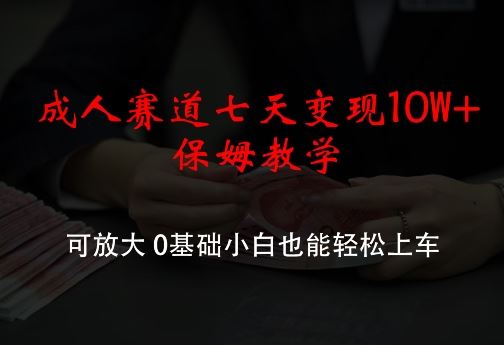 成人赛道七天变现10W+保姆教学，可放大，0基础小白也能轻松上车【揭秘】-副业猫