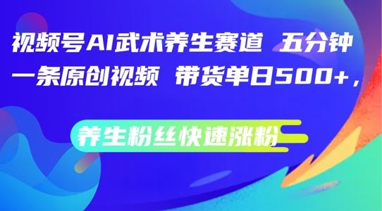 视频号AI武术养生赛道，五分钟一条原创视频，带货单日几张，养生粉丝快速涨粉【揭秘】-副业猫