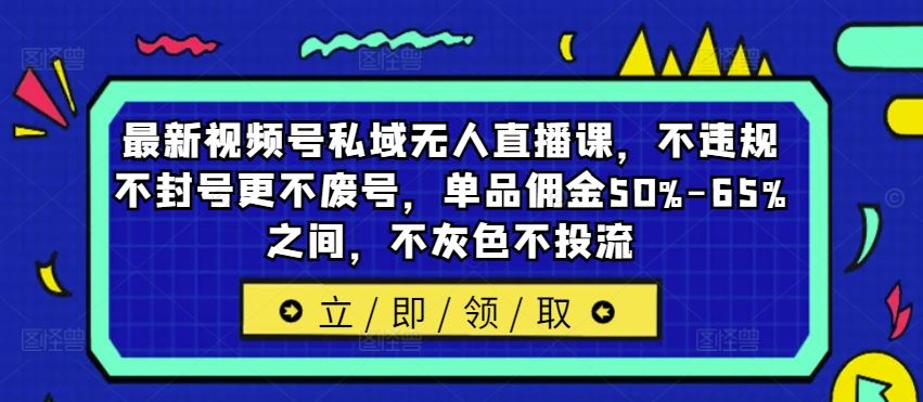 最新视频号私域无人直播课，不违规不封号更不废号，单品佣金50%-65%之间，不灰色不投流-副业猫