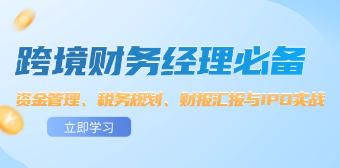 （12323期）跨境 财务经理必备：资金管理、税务规划、财报汇报与IPO实战-副业猫