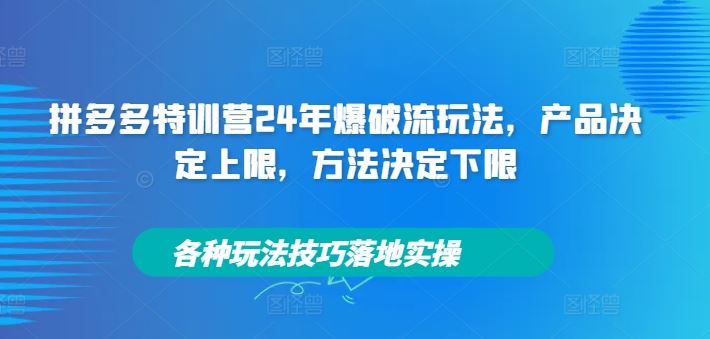 拼多多特训营24年爆破流玩法，产品决定上限，方法决定下限，各种玩法技巧落地实操-副业猫