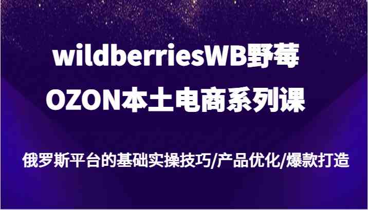 wildberriesWB野莓/OZON本土电商系列课，俄罗斯平台的基础实操技巧/产品优化/爆款打造-副业猫