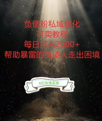 负债粉掘金计划，帮助负债者解决问题，债务规划，债务重组，最好的变现方式【揭秘】-副业猫