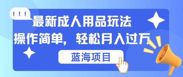 最新成人用品项目玩法，操作简单，蓝海项目轻松月入过万-副业猫