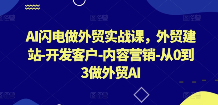 AI闪电做外贸实战课，​外贸建站-开发客户-内容营销-从0到3做外贸AI(更新)-副业猫