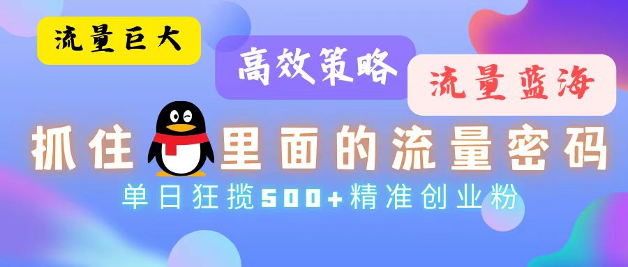 （13068期）流量蓝海，抓住QQ里面的流量密码！高效策略，单日狂揽500+精准创业粉-副业猫