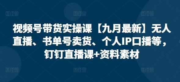 视频号带货实操课【10月最新】无人直播、书单号卖货、个人IP口播等，钉钉直播课+资料素材-副业猫