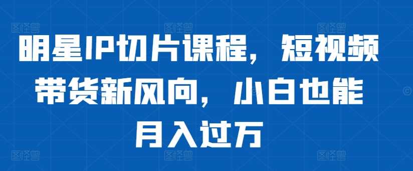 明星IP切片课程，短视频带货新风向，小白也能月入过万-副业猫