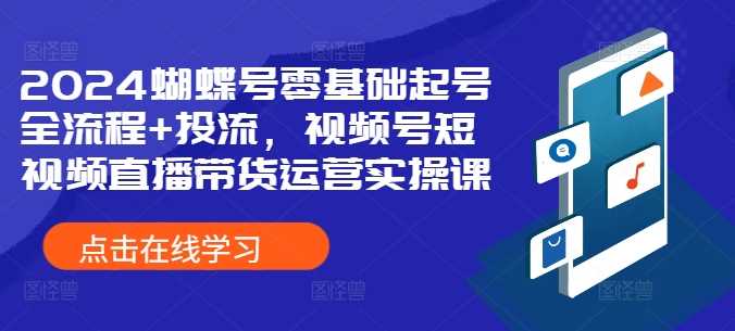 2024蝴蝶号零基础起号全流程+投流，视频号短视频直播带货运营实操课-副业猫