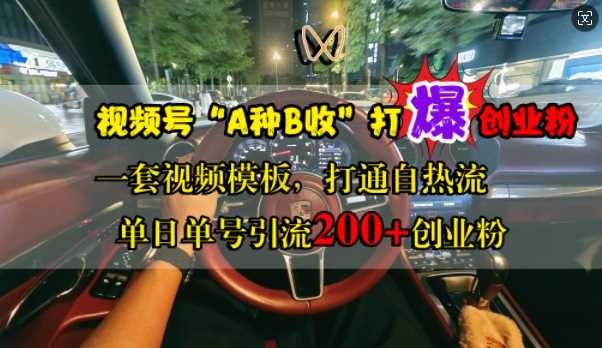 视频号“A种B收”打爆创业粉，一套视频模板打通自热流，单日单号引流200+创业粉-副业猫