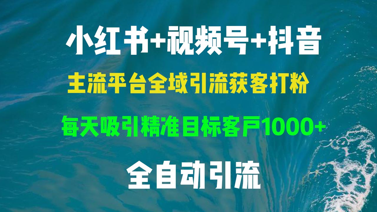 （13104期）小红书，视频号，抖音主流平台全域引流获客打粉，每天吸引精准目标客户…-副业猫