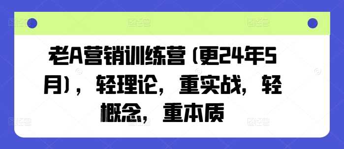 老A营销训练营(更24年10月)，轻理论，重实战，轻概念，重本质-副业猫