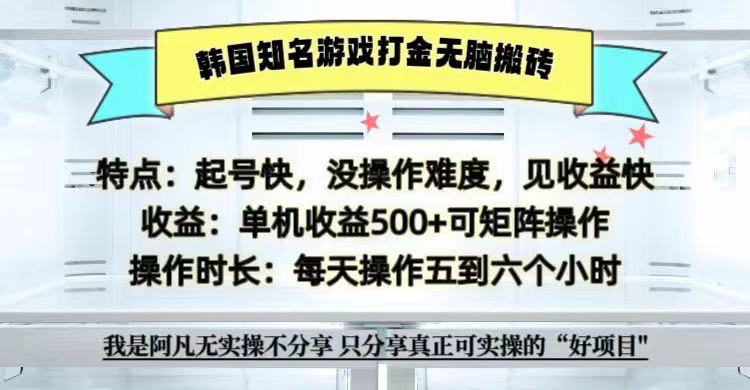 全网首发海外知名游戏打金无脑搬砖单机收益500+  即做！即赚！当天见收益！-副业猫