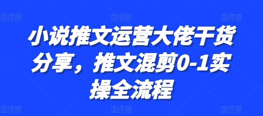 小说推文运营大佬干货分享，推文混剪0-1实操全流程-副业猫