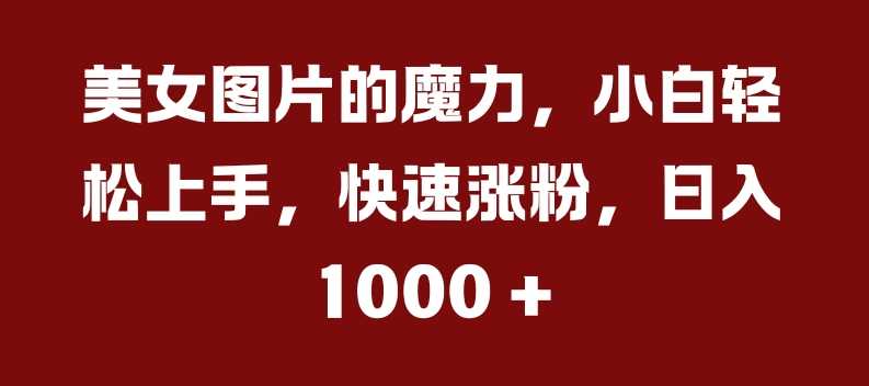 美女图片的魔力，小白轻松上手，快速涨粉，日入几张【揭秘】-副业猫