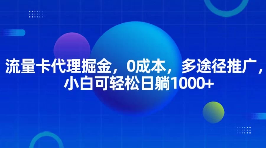 流量卡代理掘金，0成本，多途径推广，小白可轻松日躺1000+-副业猫