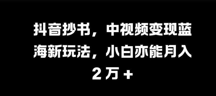 抖音抄书，中视频变现蓝海新玩法，小白亦能月入 过W【揭秘】-副业猫