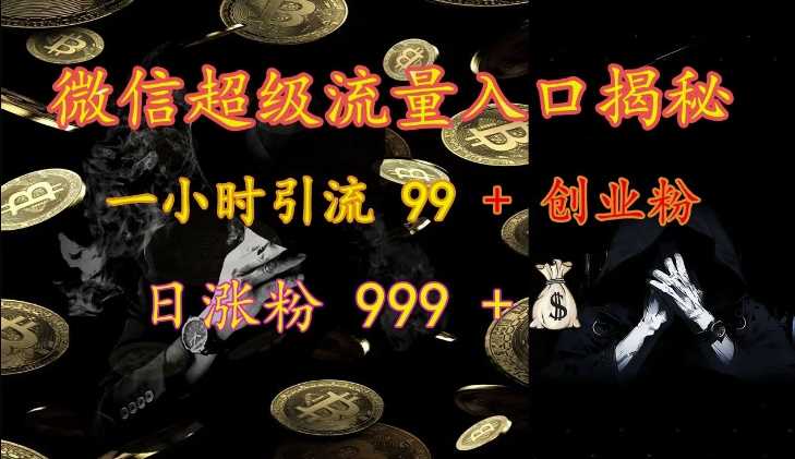 微信超级流量入口揭秘：一小时引流 99 + 创业粉，日涨粉 999 +-副业猫