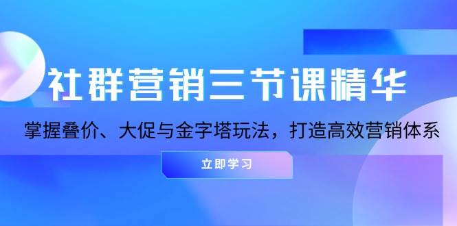 （13431期）社群营销三节课精华：掌握叠价、大促与金字塔玩法，打造高效营销体系-副业猫