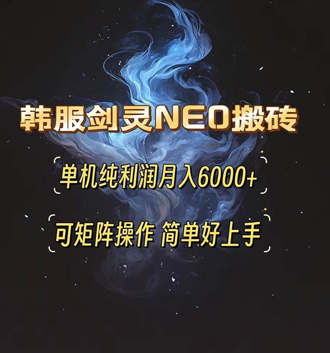 （13435期）韩服剑灵NEO搬砖攻略，单机纯利润月入6000+ 可矩阵操作，简单好上手。-副业猫