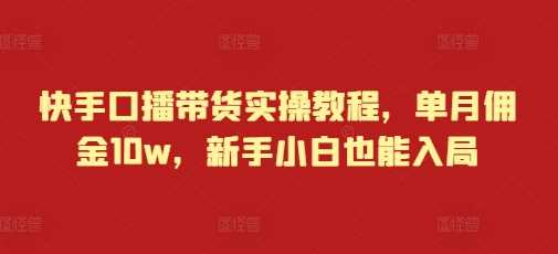 快手口播带货实操教程，单月佣金10w，新手小白也能入局-副业猫