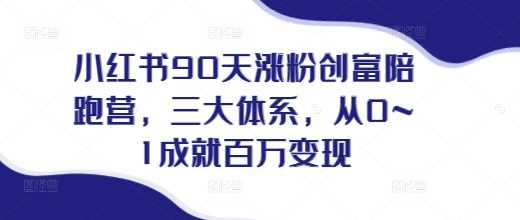 小红书90天涨粉创富陪跑营，​三大体系，从0~1成就百万变现，做小红书的最后一站-副业猫