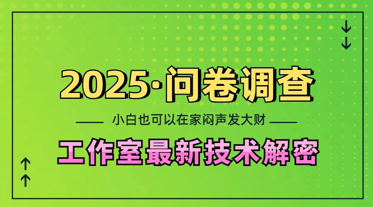 2025《问卷调查》最新工作室技术解密：一个人在家也可以闷声发大财，小白一天200+，可矩阵放大-副业猫