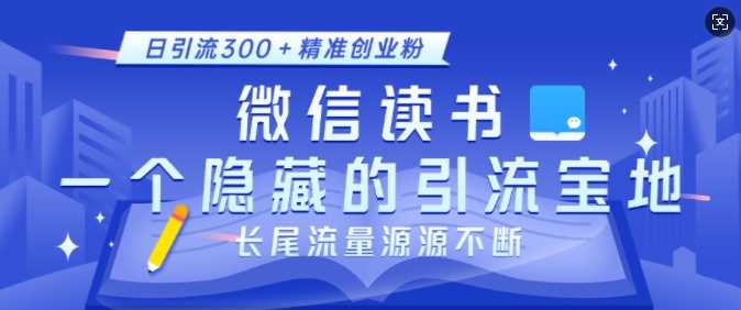 微信读书，一个隐藏的引流宝地，不为人知的小众打法，日引流300+精准创业粉，长尾流量源源不断-副业猫