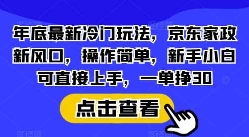 年底最新冷门玩法，京东家政新风口，操作简单，新手小白可直接上手，一单挣30【揭秘】-副业猫