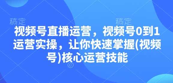 视频号直播运营，视频号0到1运营实操，让你快速掌握(视频号)核心运营技能-副业猫