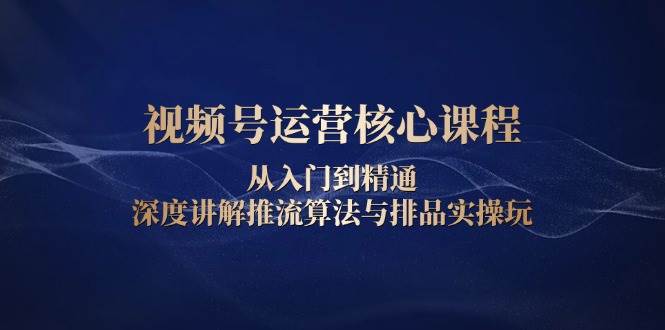 视频号运营核心课程，从入门到精通，深度讲解推流算法与排品实操玩-副业猫