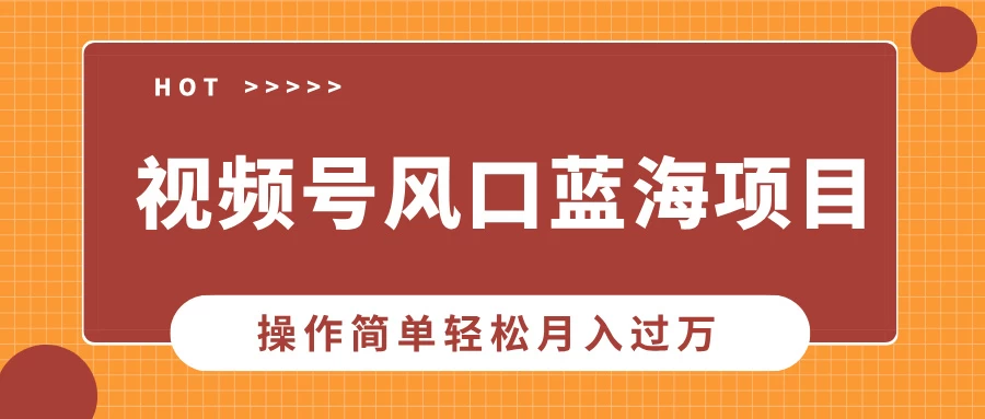 视频号风口蓝海项目，中老年人的流量密码，操作简单轻松月入过万-副业猫